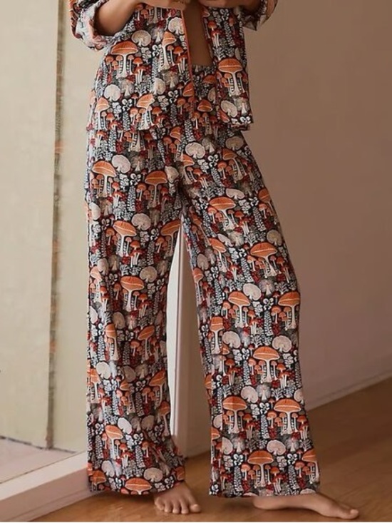 Anthropologie Other - Anthropologie Wow Mushroom Print Flannel Pajama Pants